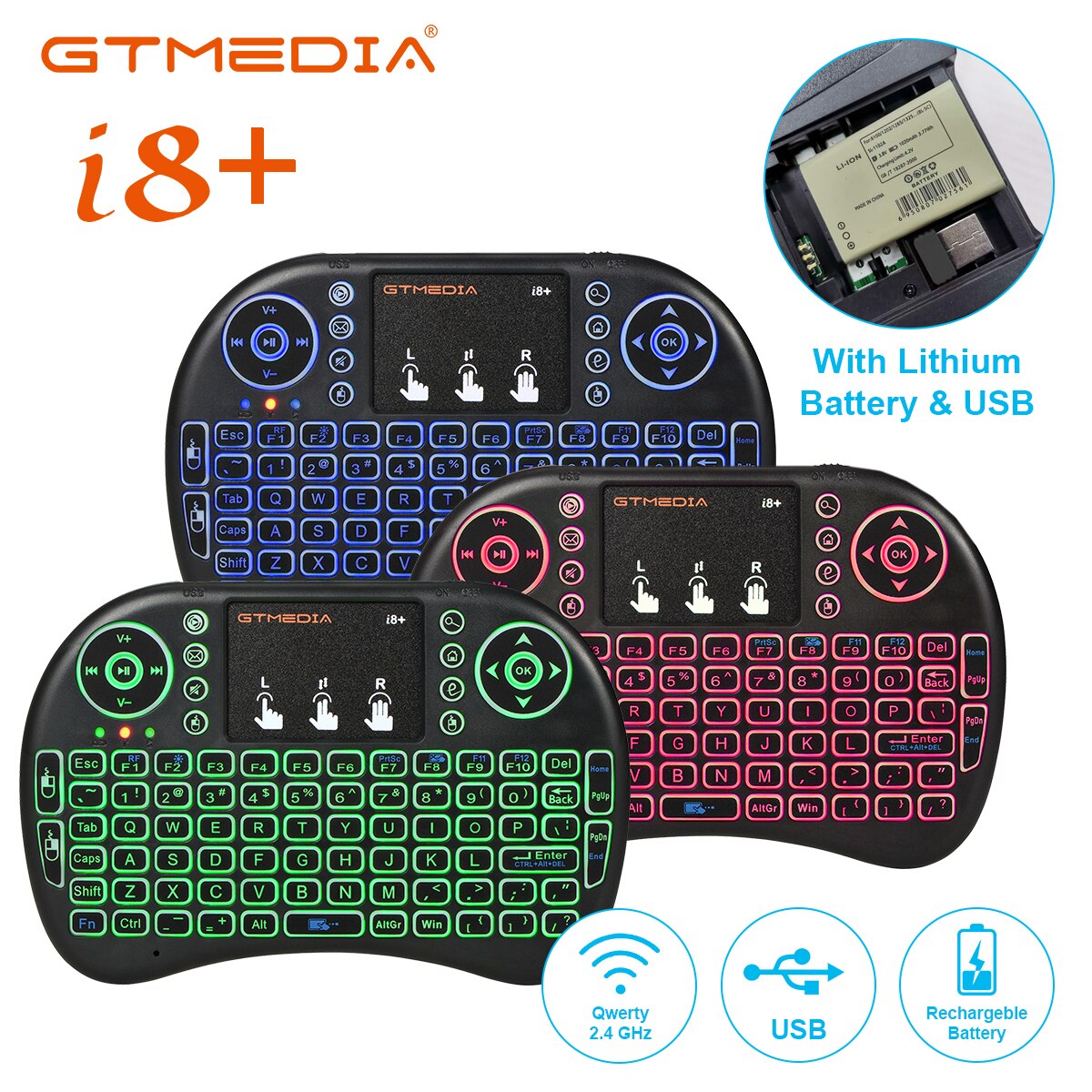 GTmedia Handheld i8 Mini Wireless Keyboard 2.4GHz Russian English Language Air Mouse With Touchpad for Laptop Android TV Box PC