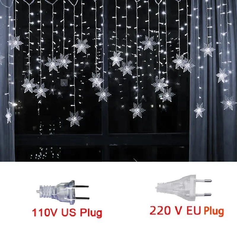 Inomhus och utomhus jul snöflinga led ljusslingor fairy lights gardinljus festong fest år dekoration: Grön / 6-10w