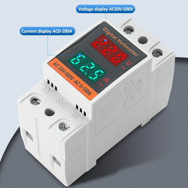 AC Voltmeter Ampèremeter AC50-500V 0-99.9A AC Stroom- en Spanningsmeter Din Rail Dual Display Digitale Elektriciteitsmeter Energiemeter