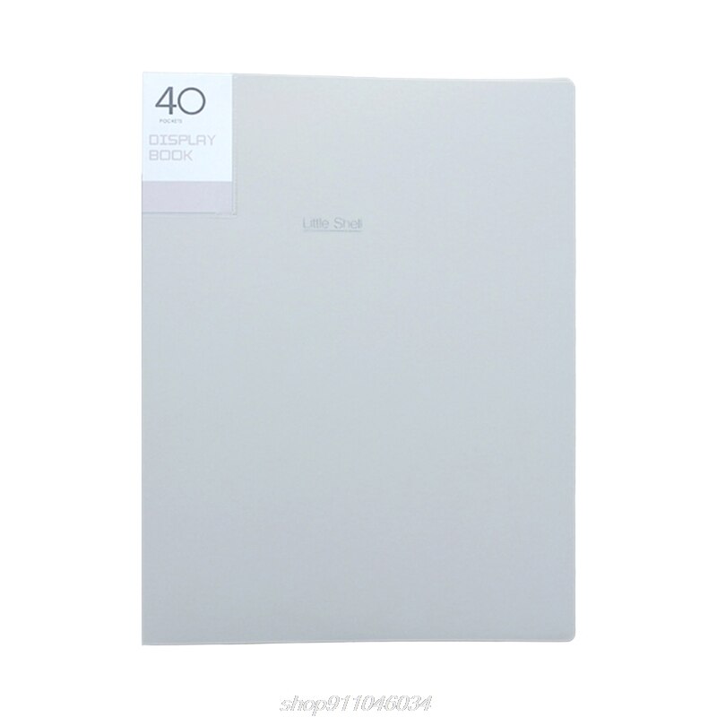 A4 Display Book 20/30/40/60 Pages Transparent Insert File Folder Document Storage Bag Office Supplies M09 21: Gray 40 Page