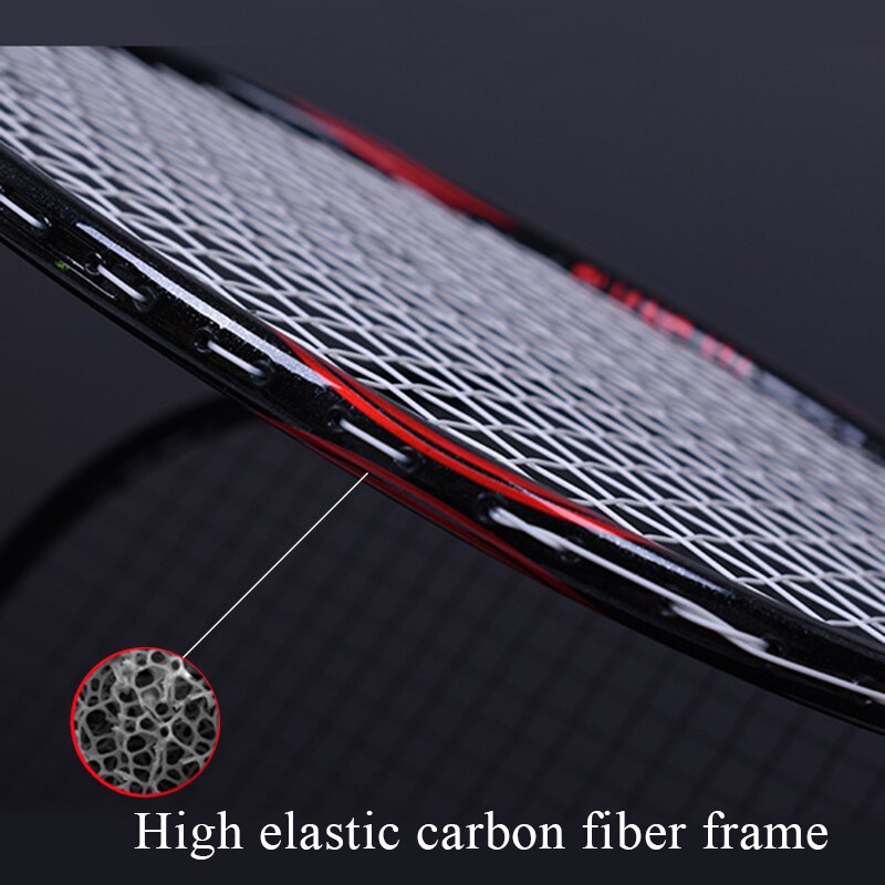 6U 72g Strung Badminton Racket Balanced Carbon Badminton Racquet 22-30 LBS free Grips and Sweatband