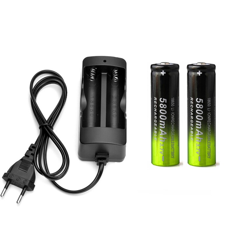 Chargeur de batterie intelligent ca/USB, batterie li-on rechargeable rapide + 2x batterie 5000mah/ 5800mah 18650 pour lampe frontale: AC Charger 5800mah