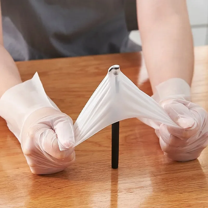 100 Stück Einweghandschuhe aus transparentem Vinyl, TPE-Handschuhe, Latex-Handschuhe für Friseur, sauberes Labor, Arbeit, sauberes Werkzeug
