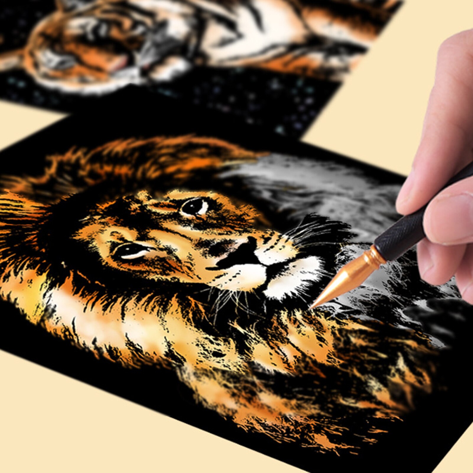 Animal Scratch Painting Set Rainbow Painting Scratchboard Kit Children Handcraft DIY Painting For Kids Best