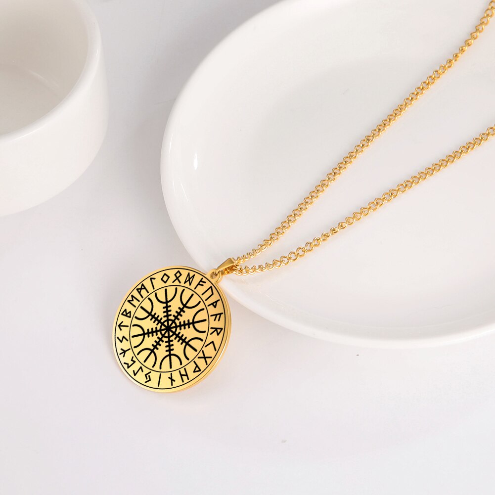 Wicca 7 Archanges Sceau Charme Colliers Hommes Femmes Witchcra Pentagramme Pendentif Surnaturel Amulette Magique Protection Talisman: 03 Golden Necklace