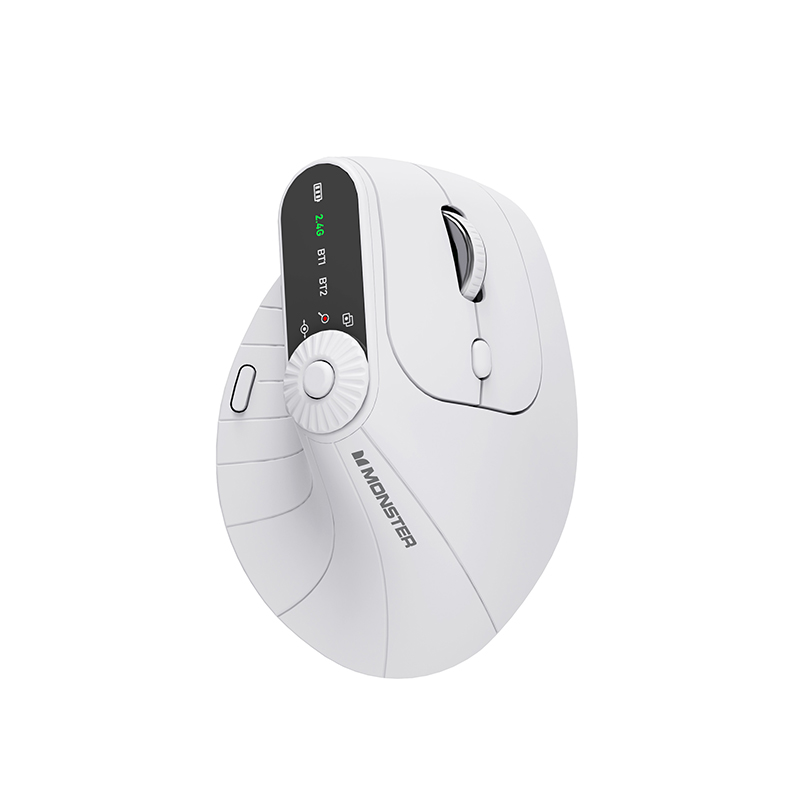 Choice Monster M2 PRO Dual Mode Rechargeable Wireless Gaming Mouse Lightweight & Comfortable Ergonomic Vertical Vertical Mouse: WHITE