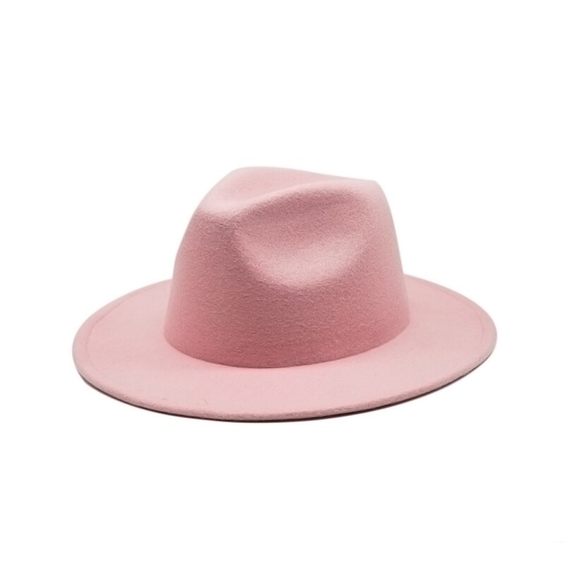 Høst vinter dame filthatt fedoras hatter med stor brem for kvinner britisk stil vintage kirkehatter dame flat brem hvit jazz cap: 14