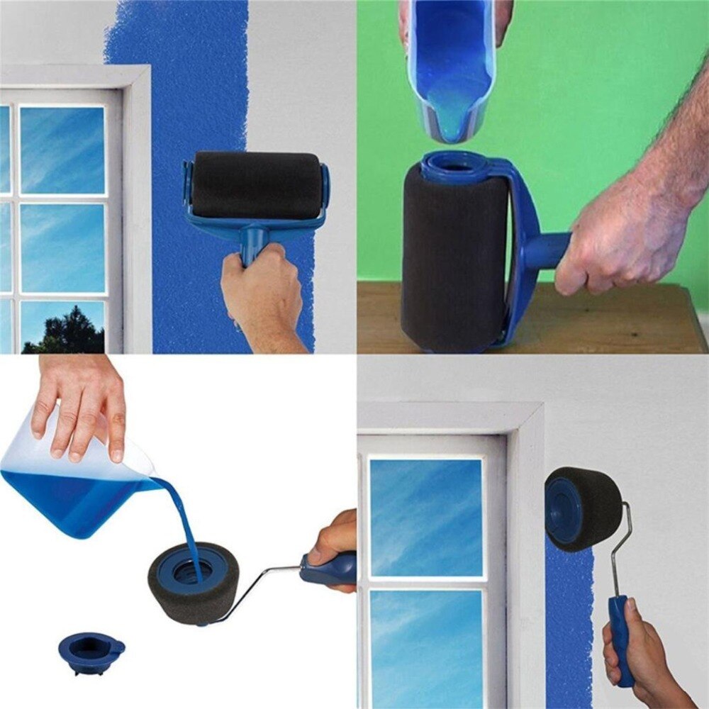 Paint Runner Pro Roller Brush Handle Tool Flocked Edger Office Room Wall Painting Home Garden Tool Roller Paint Brush Set