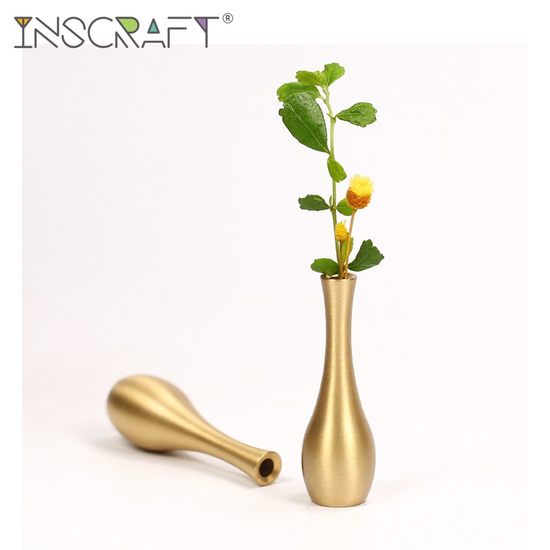 Tiny Pure Copper Flower Vase Decorative Mini Metal Artificial Flower Vase
