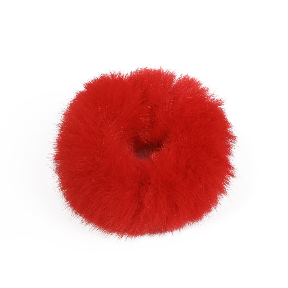 Temperament Colorful Furry Elastic Rubber Band Soft Plush Hair Rope For Women Girls Headwear Hair Accessories: Red