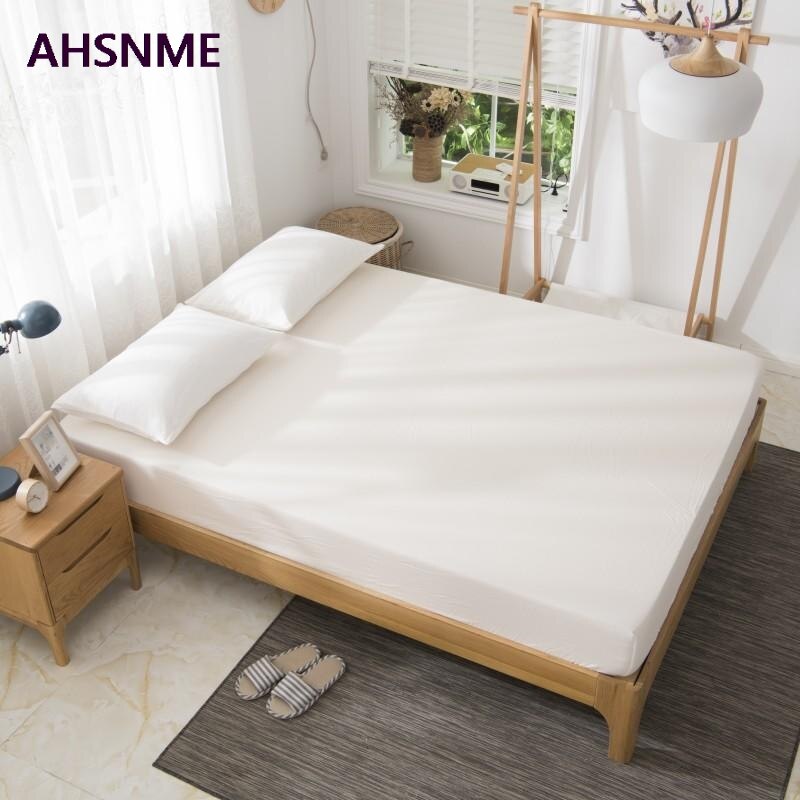 AHSNME 100% sábanas de algodón Super suave ropa de cama Cool verano Blanco Simple sábana súper ajustada 90-180x200cm