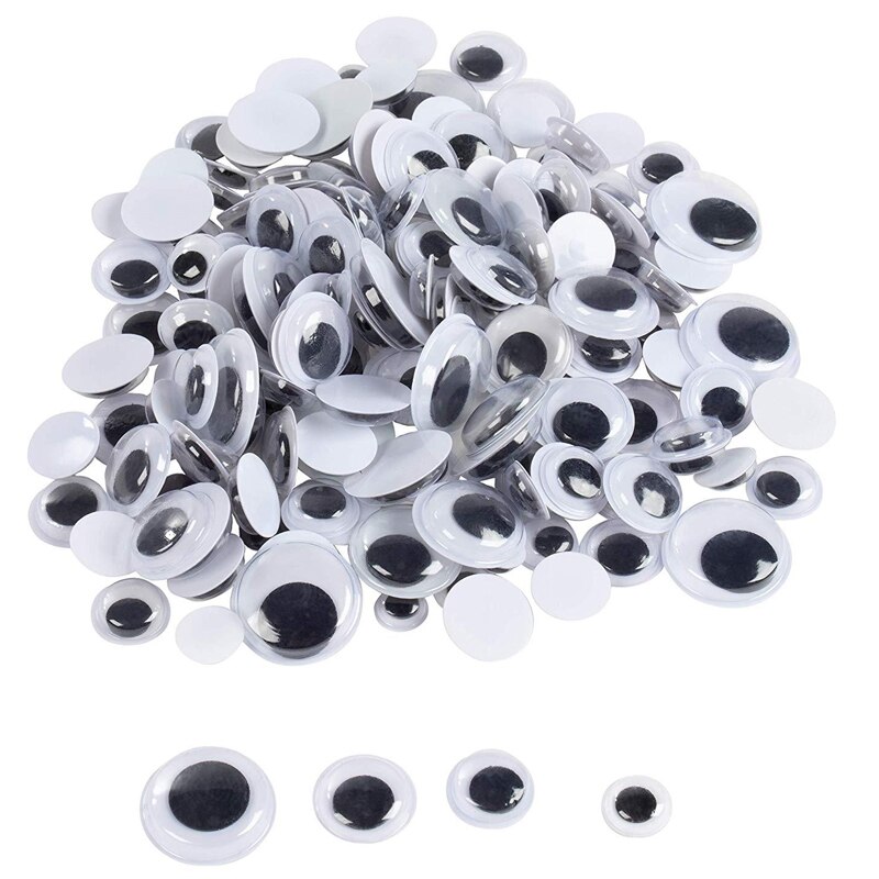 Lot de 100 yeux en peluche à faire soi-même, adhésif mixte, couleur noir et blanc, accessoires pour yeux de poupée, boule, jouet,: WHITE