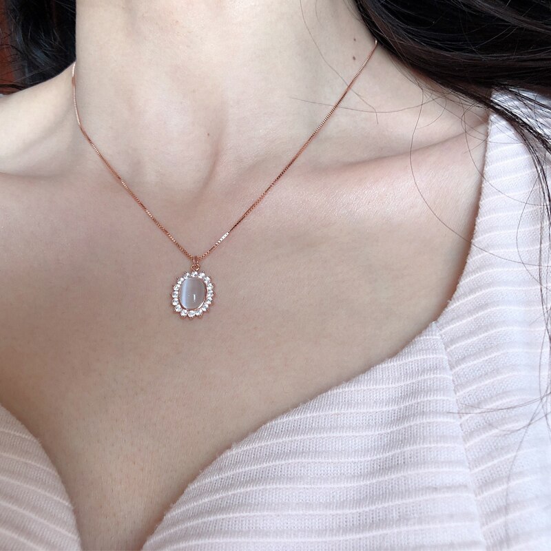 Opal sten zirkon belagt guld halskæder choker vintage kæde vedhæng halskæde til kvinder