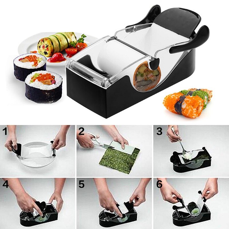 1 sæt plastik sushi roll maker fødevarekvalitet japansk tang ris mad form skærer gør det selv madlavningsværktøj nemme køkken gadgets