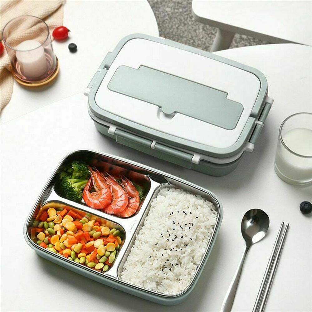 A Set 304 Stainless Steel Thermal Insulated Lunch Box Bento Food Container For Kids Women