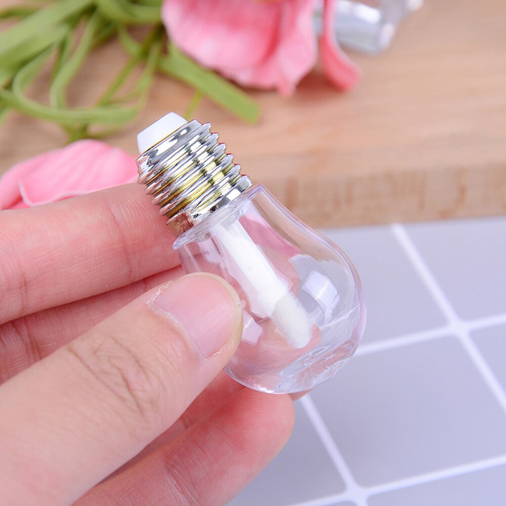 Forma de bombilla de luz 1/5 Uds., tubo vacío de brillo de labios, Mini botella rellenable de bálsamo labial, botellas vacías de plástico con goma