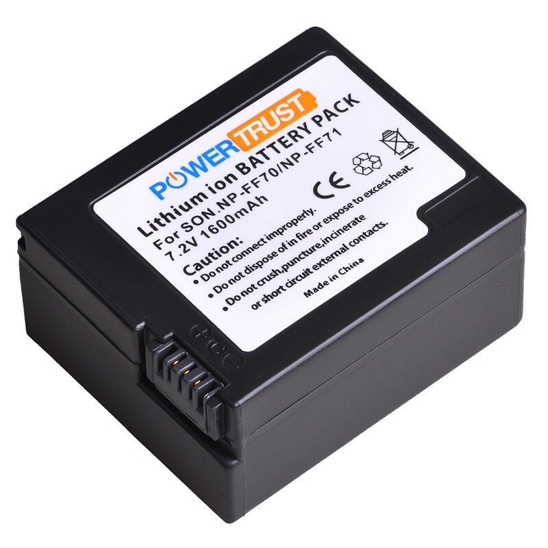 PowerTrust Rechargeable Battery Pack for Sony NP FF71, NP FF70, NP-FF71S Replacement INFOLITHIUM F Series Battery: 1x battery