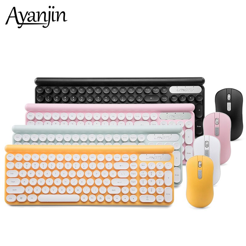 Smart Sleep Charge Wireless Keyboard and Mouse Set Silent Mouse Keyboard Suspension Retro Round Key Cap Keyboard PC Keyboards