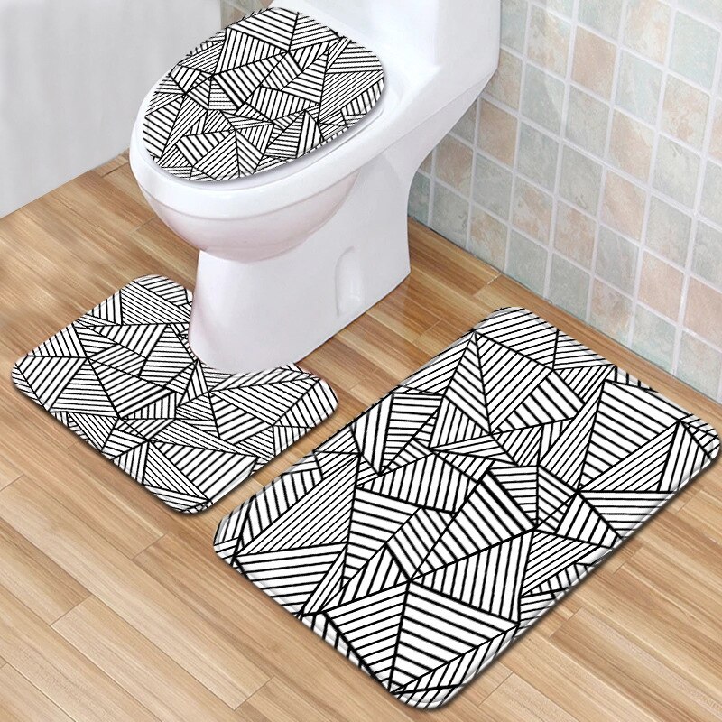 Moderne lijn toilet vloermat 3-- delig badkamer 3- -delig tapijt deurmat badmat badmat badmat