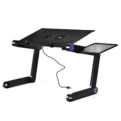 Soporte de escritorio plegable para ordenador portátil Magic Union ajustable con ventilador de refrigeración mesa de cama para ordenador bandeja de cama Escritorio de estudio: HH3468SDBU
