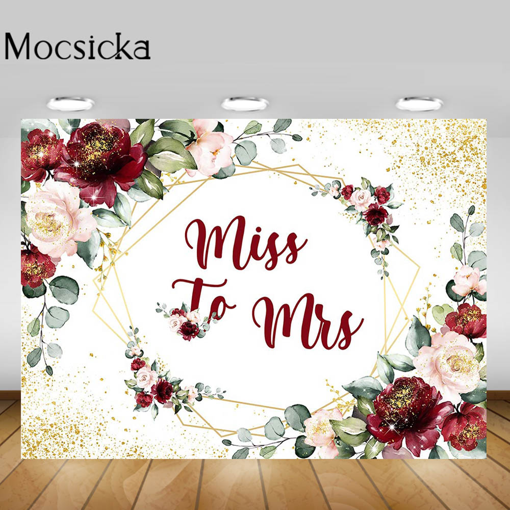 Mocassino rosso rosa fiori sfondo compleanno Miss to Mrs donna compleanno matrimonio foto sfondo cornice dorata puntini Banner personalizzato