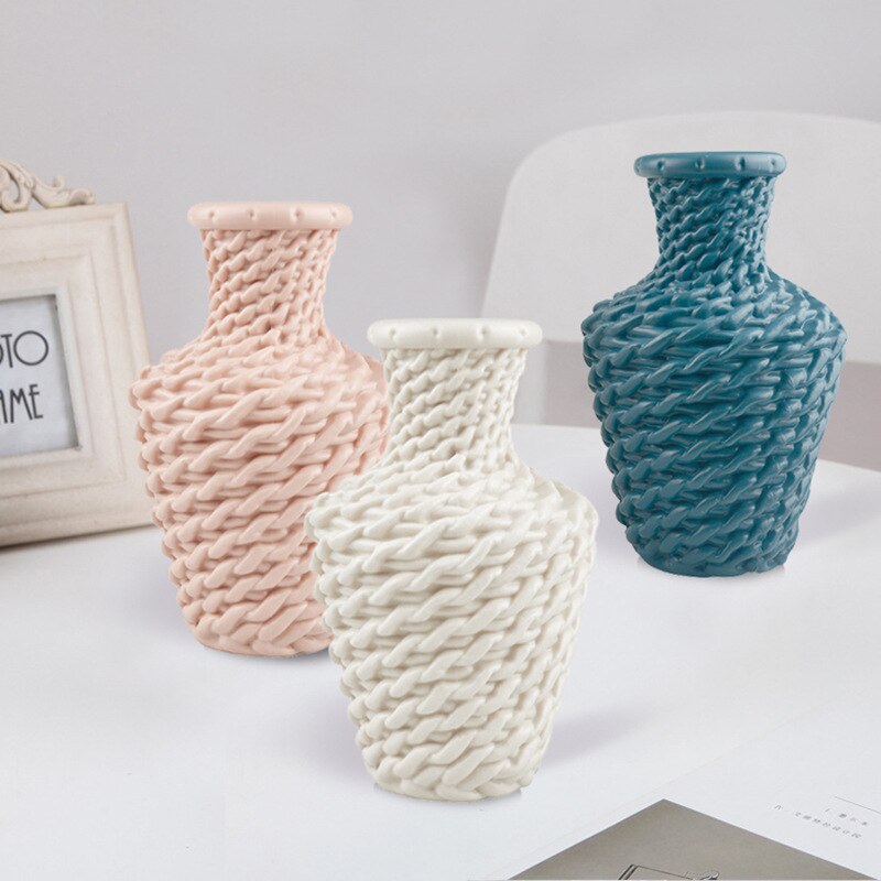 Vases à fleurs en plastique, décoration de maison, Vases en céramique incassable, Arrangement d'imitation, panier de décoration moderne de mariage européen