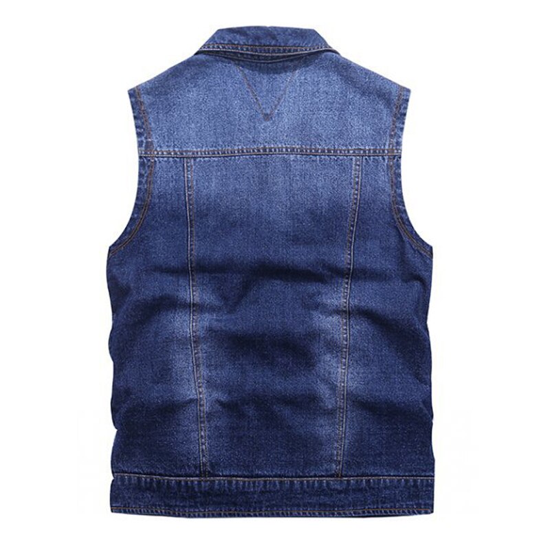 Mannen Voor-en Achterkant Dragen Denim Vest Casual Rits Multifunctionele Vest Werk/Leven dual-Gebruik Vest 2 Kleuren