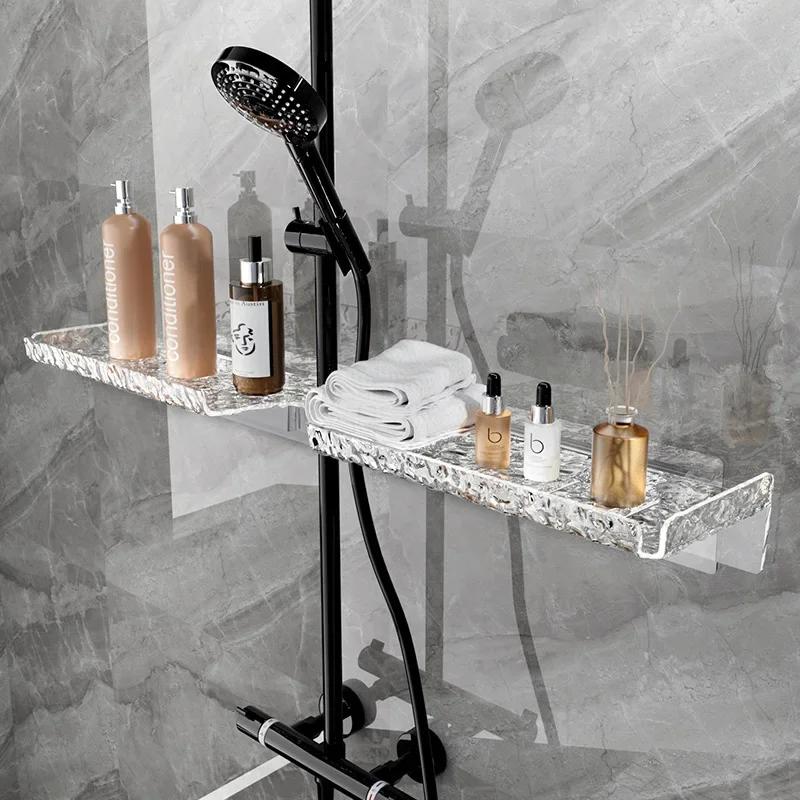 Badezimmer Waschbecken Regal Wasserhahn Lagerregal Hängeregal Acryl Klare Tablett Kosmetik Lagerregal Shampoo Duschwanne für Küche