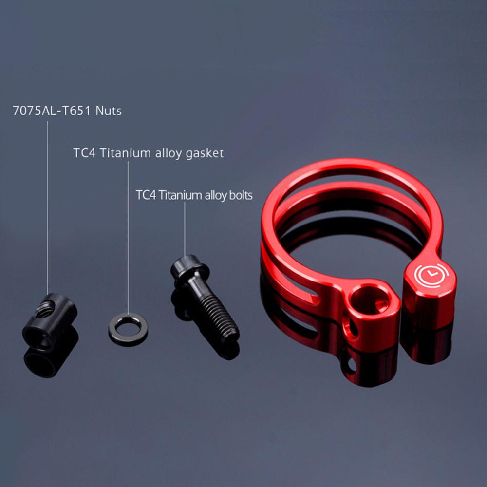 Tija de sillín de bicicleta de montaña, Collar de abrazadera con tornillo de titanio, aleación de aluminio, liberación rápida, 31,8mm, 34,9mm