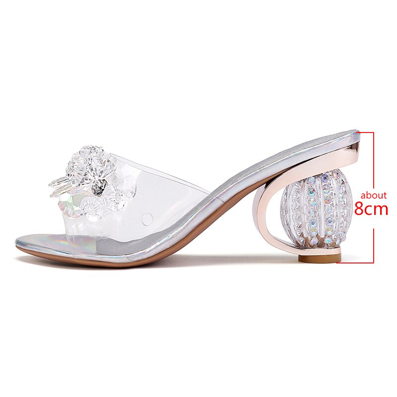 Klare hæle pvc gelé sandaler krystal åben tåede høje hæle kvinder gennemsigtige hæl sandaler 8cm krystalklare runde hæle hjemmesko