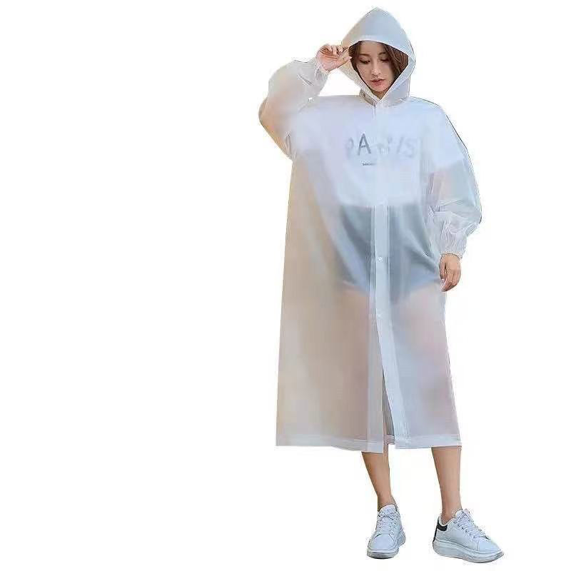 Mode Volwassen Waterdichte Lange Regenjas Vrouwen Mannen Regenjas Hooded Voor Outdoor Wandelen Reizen Vissen Klimmen Verdikte: WHITE