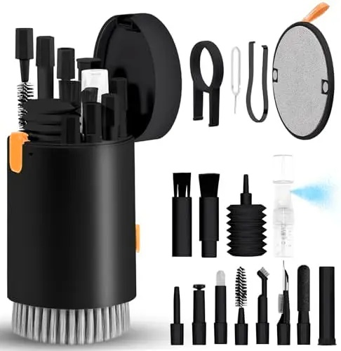 20-in-1-Reinigungsset, Computer-Tastatur-Reinigungsbürste, Kopfhörer, Reinigungsstift, Bildschirmreinigungswerkzeuge, Tastenkappen-Abzieher, multifunktionales Set: Olive