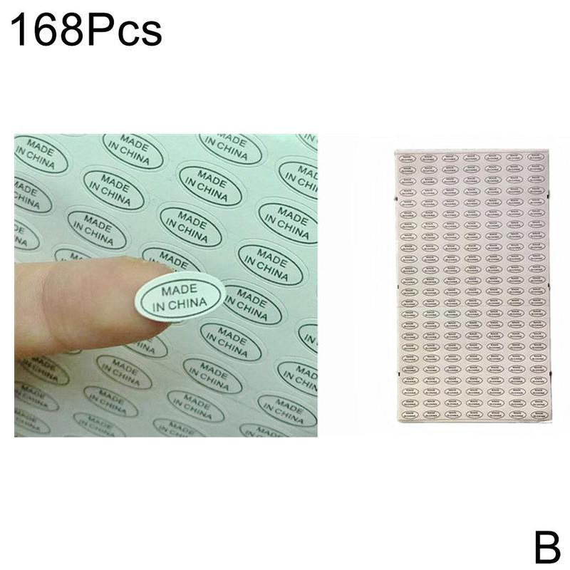 6 Soorten Made In China Stickers Zilver Label Met Zwarte Print Alfabet Land Van Herkomst Sticker Transparante Etiketten: B