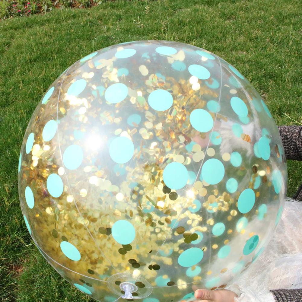 Opblaasbare Sequin Beach Bal Transparante PVC Water Bal Speelgoed voor Kids Volwassenen Mooie Gouden Confetti In Deze Bal