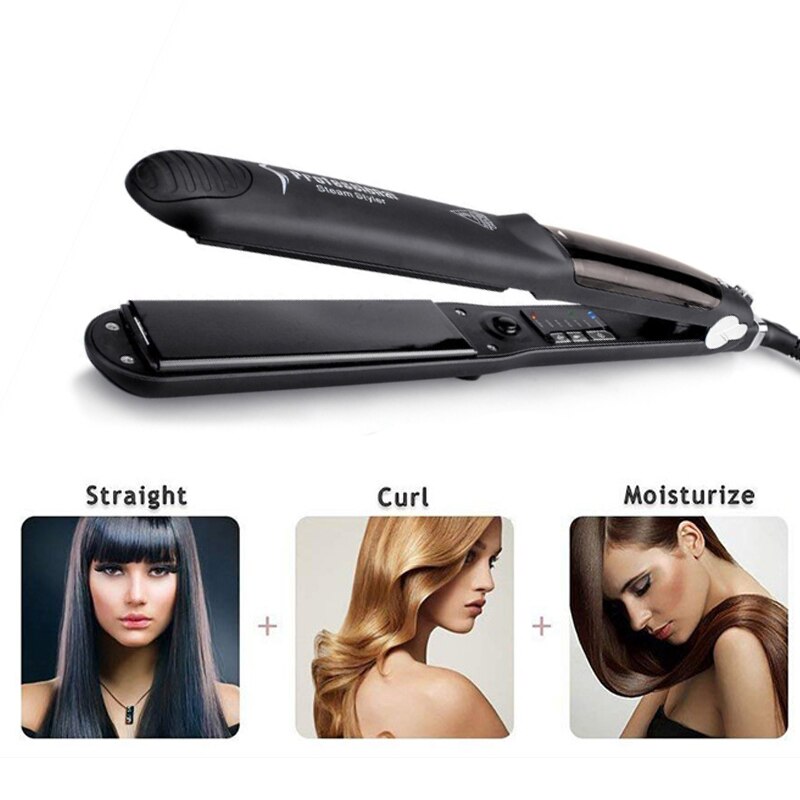 Steam Hair Straightener Flat Iron Ceramic Tourmaline Hair Straightening Iron Argan Oil Hair Iron Salon Styling Tool