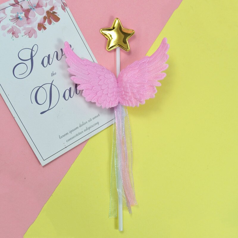 Alas de Ángel Topper de la torta de Magdalena DIY superior banderas pastel inserción decoraciones para el Día de San Valentín boda cumpleaños de accesorios