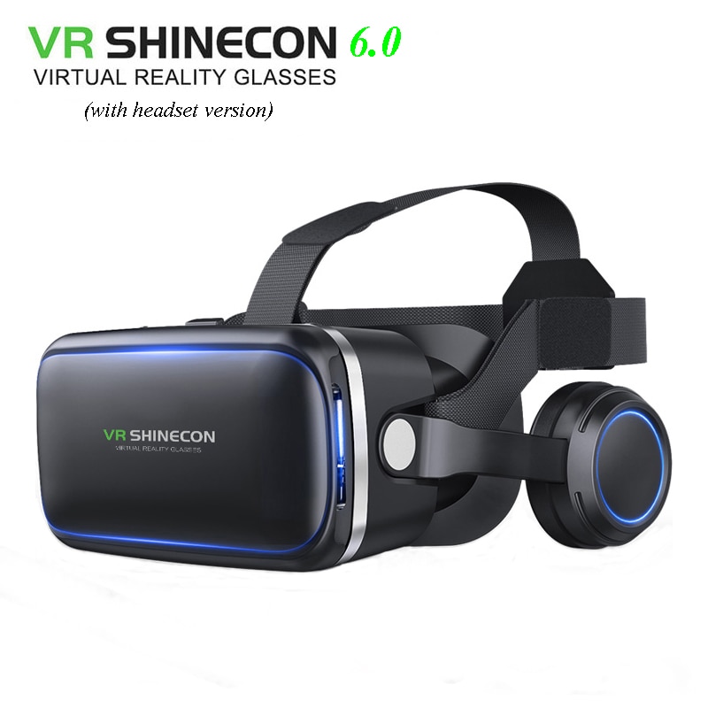 VR Shinecon 6.0 3D bril Virtual Reality bril google Kartonnen VR DOOS 2.0 VR headset met koptelefoon gampad Voor smartphone