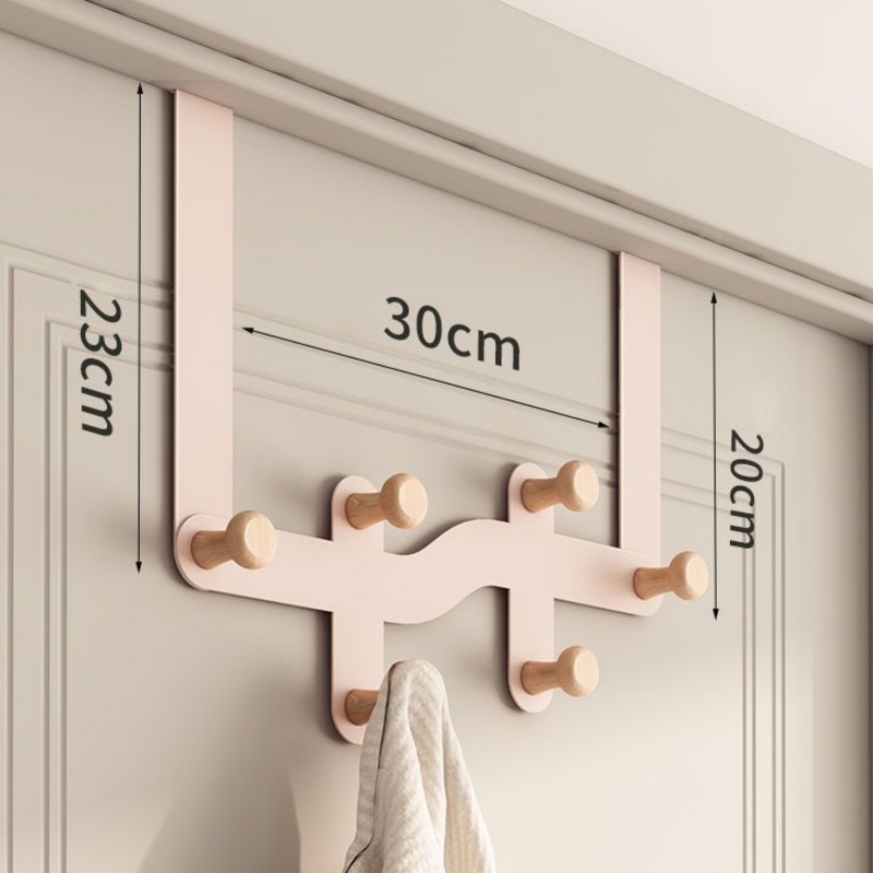 Houten opberghaken boven de deur Haken Kleding Jas Hoed Handdoekhanger Home Organizer Rack Badkamer Keuken Accessoires Houder: Licht Geel