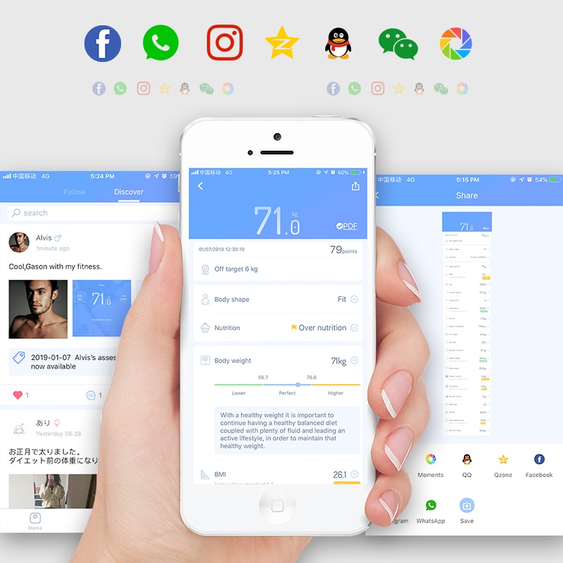 GASON S4 Escala de grasa corporal piso científica electrónica inteligente LED Digital peso balanza de baño Bluetooth APP Android o IOS