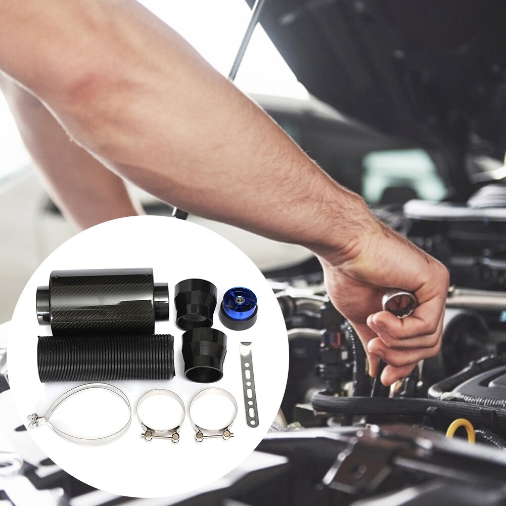 Universal Car Air Intake Modified Pure Carbon Fiber Bellow Eddy Current Fan Style Enclosed Air Filter Induction Ram Filter