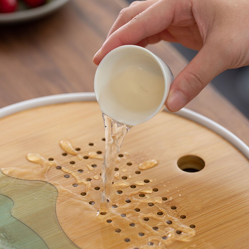 Tea Set Tray Set Japanese Dry Tea Tray Simple Home Office Bamboo Water Storage Melamine Tea Table Desktop Decoration