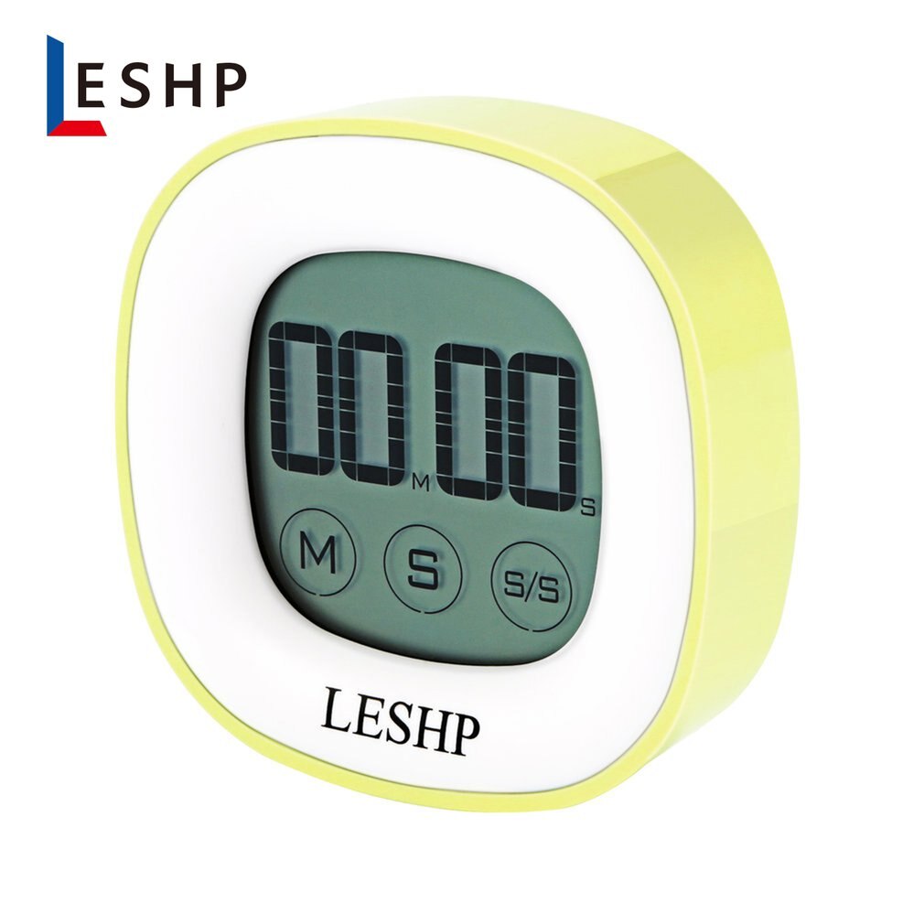LESHP Square Touchable LCD Digital Screen LED Backlight 4 Digits Display Digital Magnetic Back Kitchen Timer Countdown Timer: Yellow