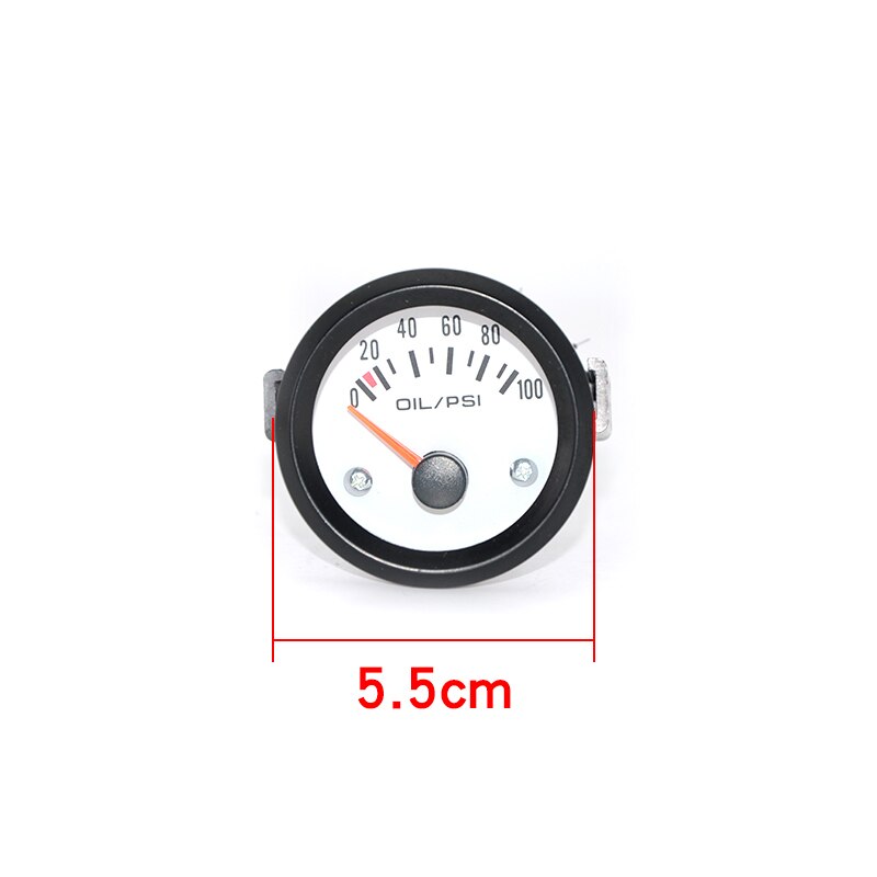 2 " 52 mm vit ansiktsvattentemp/ oljetemp /oljepress psi/ oljepress kg /volt /amperemeter /bränslenivå (utan flottör) mätare bilmätare: Oljepress psi