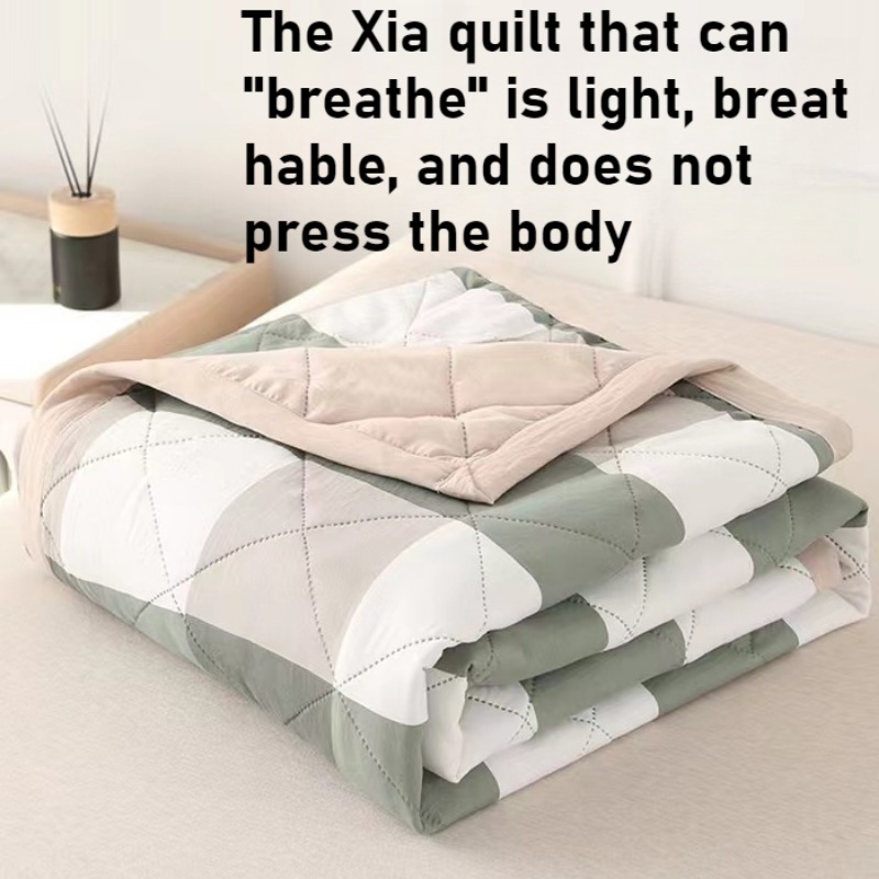 Plaid Summer Quilt Washed Cotton Air Condition Thin Comforter Blanket Bedspread for Single Double Queen King Bed Coverlet