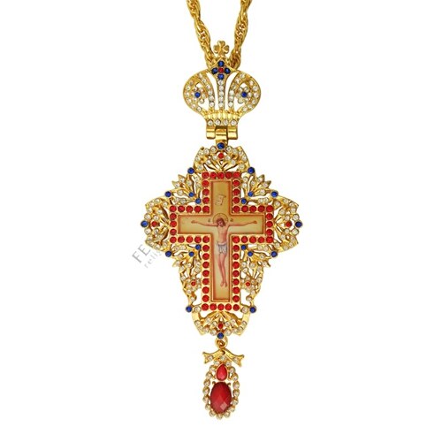 jeweled and enameled pectoral cross chain Jesus crucifix pendants Christian Clergy Pendant Priest Episcopal Orthodox icon: FMSZJ3-1