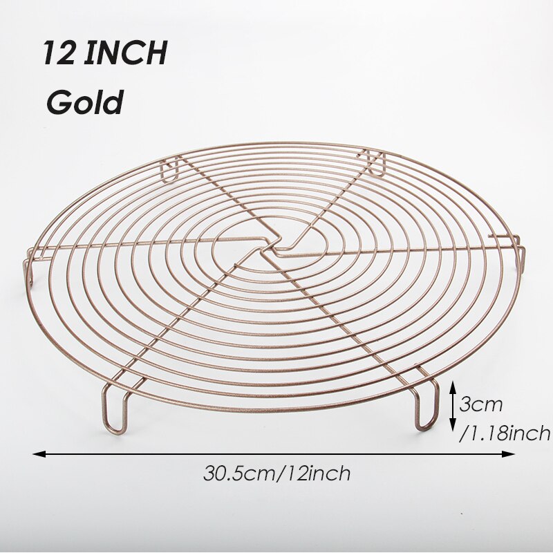 Baking Cake Cooling Tray Round Iron Bread Rack BBQ Bake Holder Vintage Photography Tools Cookies Cooling Container Dishes: Gold