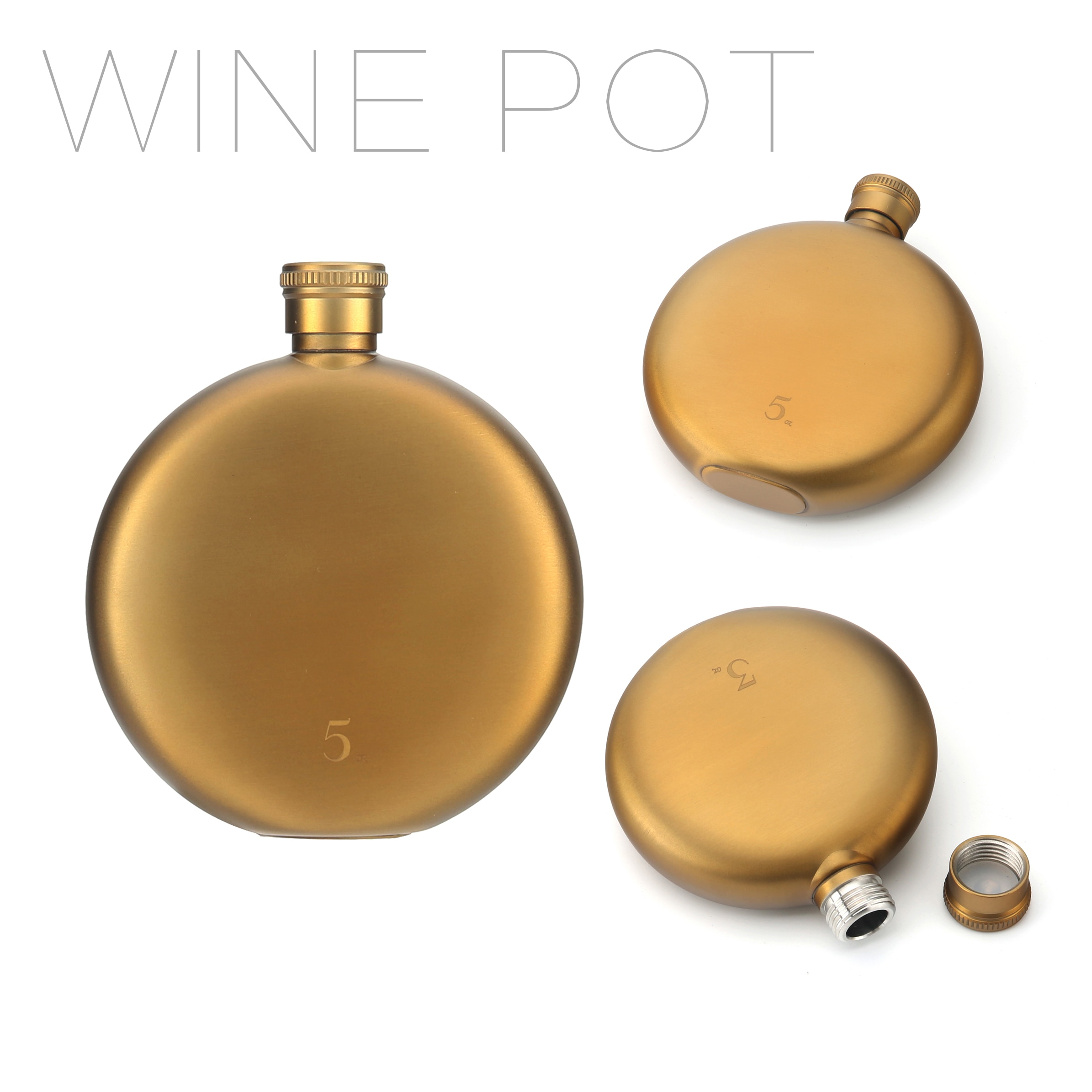 3/5Oz Wijn Whisky Pot Fles Heupfles Flagon Golden 304 Roestvrij Staal Draagbare Drinkware Reizen buiten