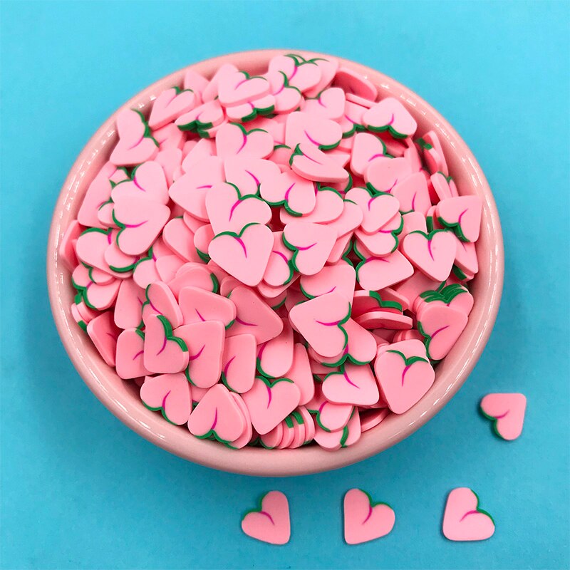 100g Clay Kawaii Peach Slice Polymer Clay Sprinkles for Crafts Phone Decoration Shaker Cards DIY Scrapbook Accessories 10mm