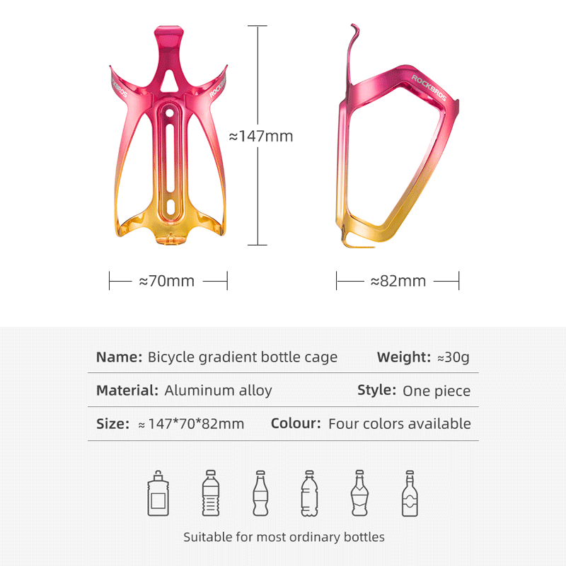Rockbros sykkelflaskeholder mtb landeveissykkel vannflaskeburfeste aluminiumslegering gradient sterk solid flaskeholder