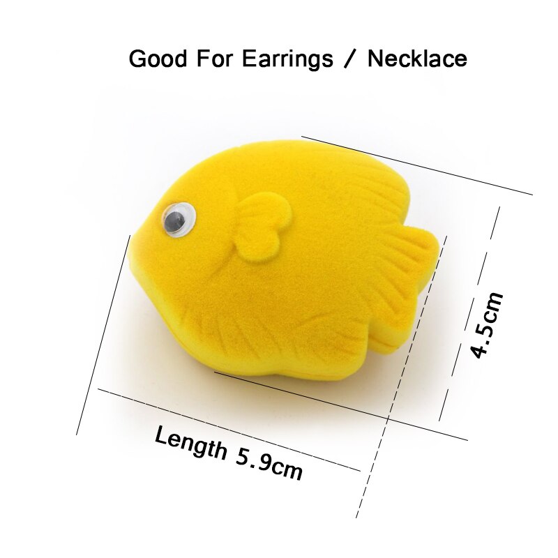 9 Panda, oso, estrella, pez, Cisne, Tortuga, caja de joyería, anillo, pendientes, collar, baratija, almacenamiento, soporte de exhibición,: Yellow Fish